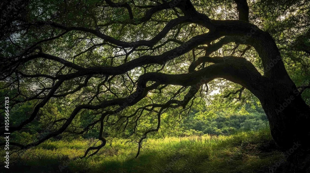Fototapeta premium Nature s Symphony Revealed Through the Branches of a Tree