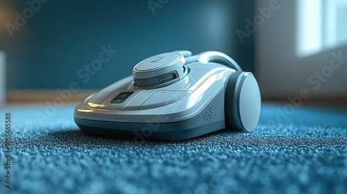 Realistic mockup of a cordless vacuum cleaner with polished surface, ultra-HD, clear background. photo