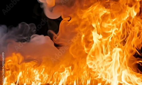 fire burning with thick dark smoke