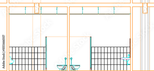 Vector sketch illustration silhouette design engineering drawing bathroom interior architecture