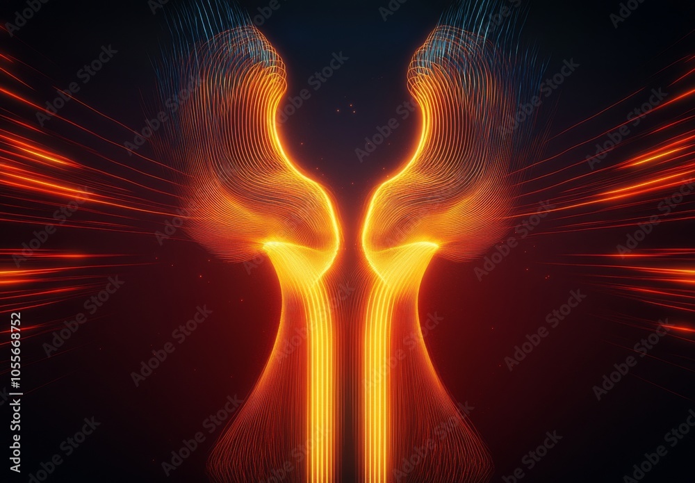 An Abstract Visualization of a Magnetic Field with Glowing Lines and Arrows Illustrating the Flow of Magnetic Force Encircling a Central Object in a Dark, Vacant Space. An Abstract Visualization of a Magnetic Field with Glowing Lines and Arrows Illustrating the Flow of Magnetic Force Encircling a Central Object in a Dark, Vacant Space.