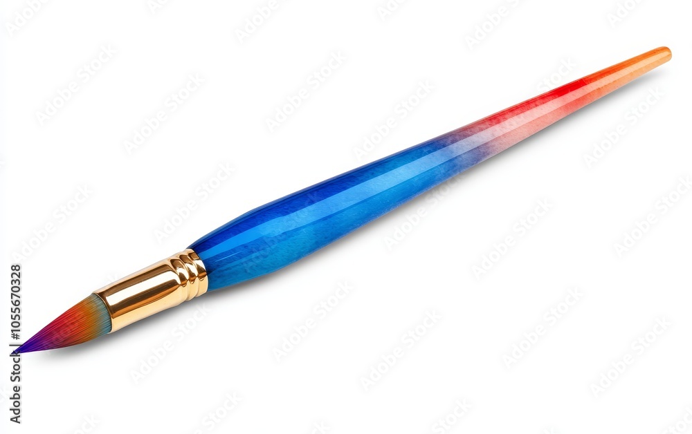 A colorful paintbrush with a gradient design, used for artistic painting. A colorful paintbrush with a gradient design, used for artistic painting.