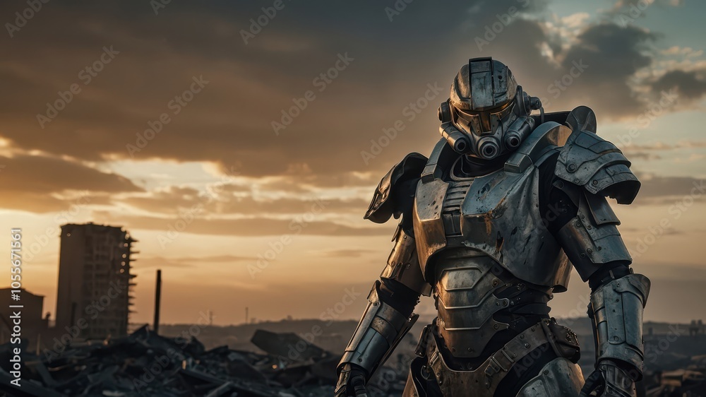 a futuristic warrior in mechanical power armor a futuristic warrior in mechanical power armor