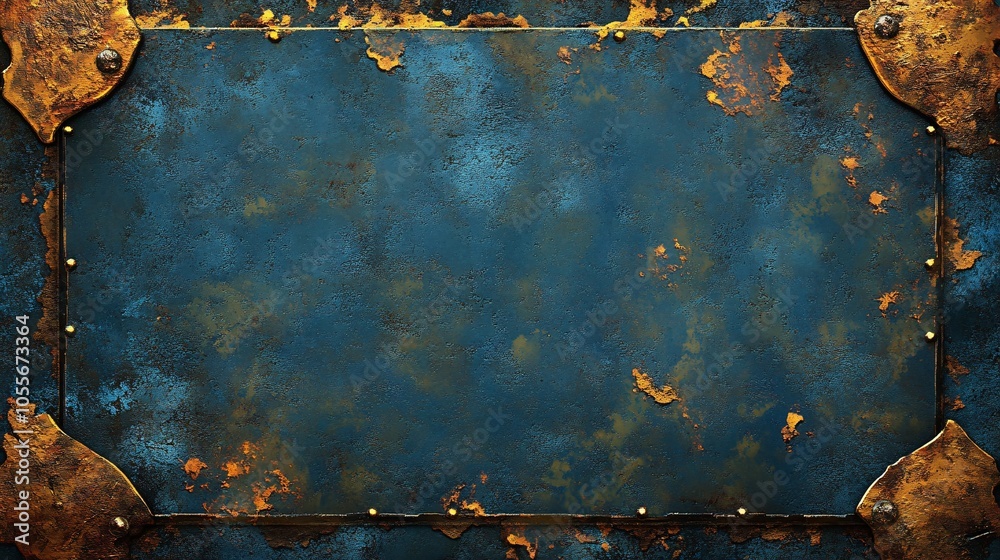 Deep Blue Metallic Surface with Rusty Accents Deep Blue Metallic Surface with Rusty Accents