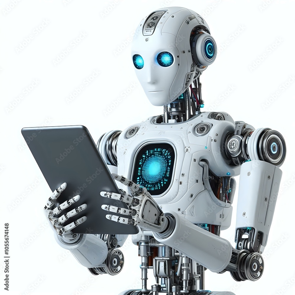High-Tech Robot with Interactive Tablet High-Tech Robot with Interactive Tablet
