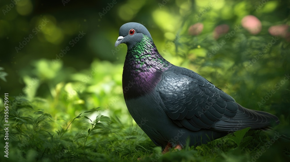 Black feathered pigeon in its natural habitat Black feathered pigeon in its natural habitat