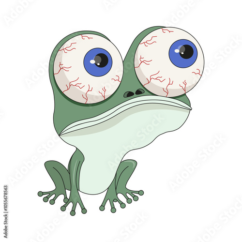 Very sad vector Frog template design isolated white background. Cartoonish style Frog. Minimal flat vector illustration can used fabric wall decor t-shirt print. 