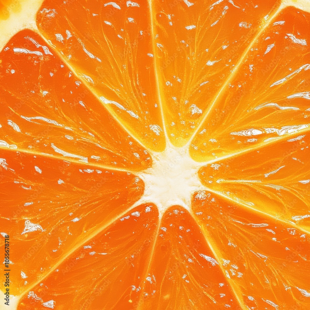 A sliced orange on an orange background, creating a bright and fresh look A sliced orange on an orange background, creating a bright and fresh look
