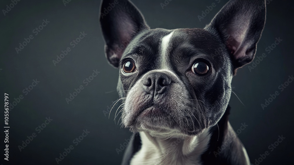 Studio portrait of an adorable Boston Terrier Studio portrait of an adorable Boston Terrier