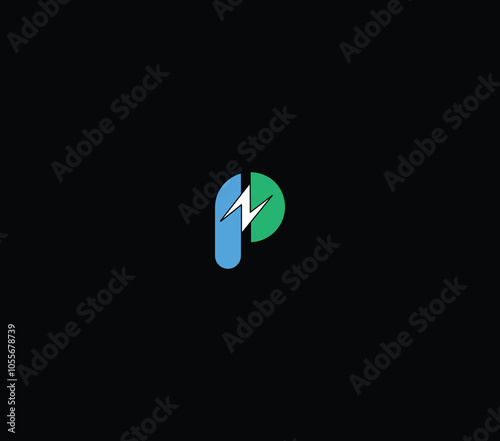 Letter NP thunder light logo design idea.