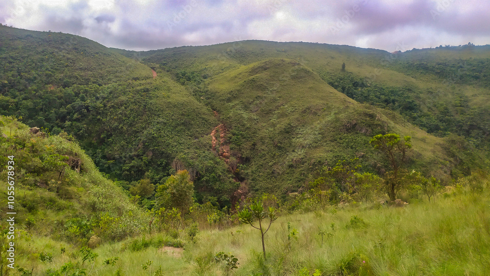 Obraz premium Beautiful mountains in the mountains of Minas Gerais, Brazil. The name is Serra da Calcada and it is next to the city of Belo Horizonte