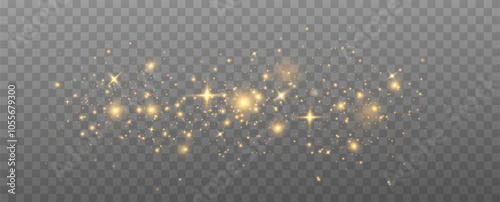 Golden Dust Light.Glowing Christmas Dust Backdrop.
