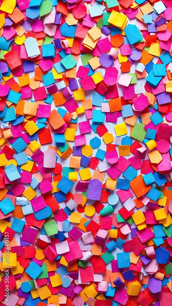 Vibrant and festive confetti pattern in various shades and shapes on a colorful background, texture, event, vibrant Vibrant and festive confetti pattern in various shades and shapes on a colorful background, texture, event, vibrant