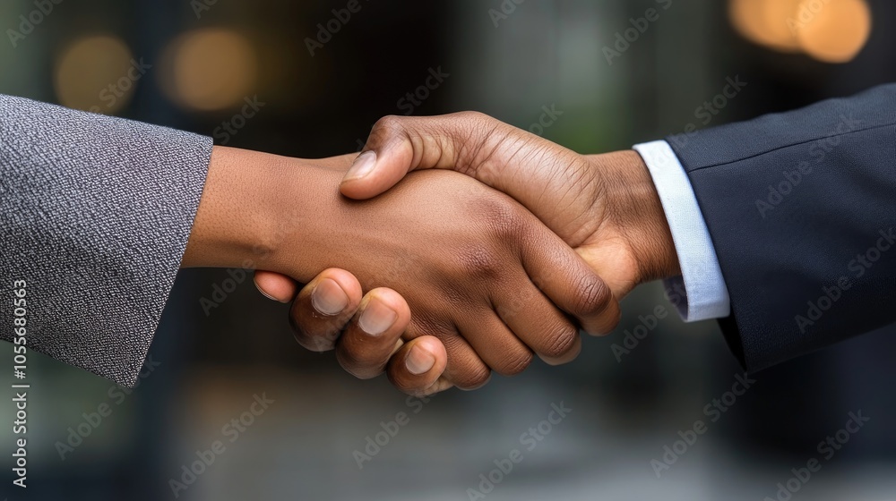 Close up of a strong handshake between two professionals in a corporate setting representing collaboration and mutual understanding in a business environment Close up of a strong handshake between two professionals in a corporate setting representing collaboration and mutual understanding in a business environment
