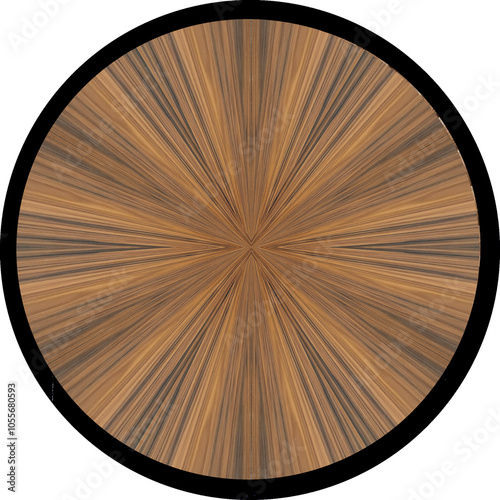 isolated vintage circle object, round framed panel with centered pattern