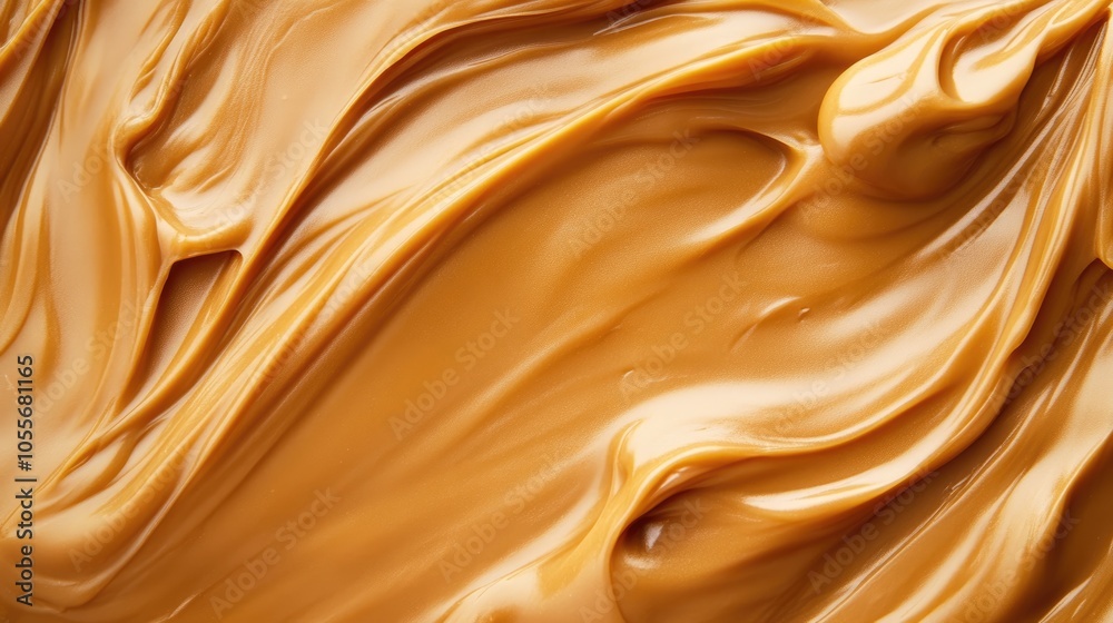 Fototapeta premium Above view of a smooth dulce de leche texture creating an inviting and rich background for various design purposes