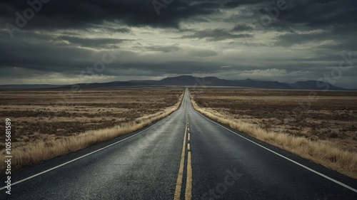 road in the field with clouds