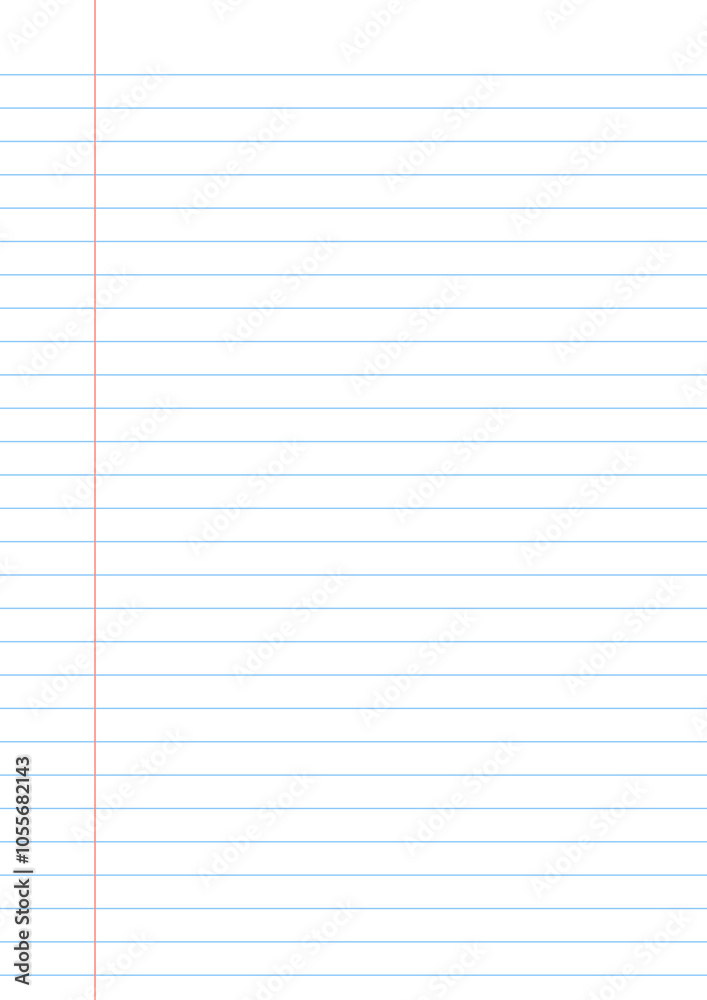 Vertical notebook paper with blue lines and a red line Vertical notebook paper with blue lines and a red line