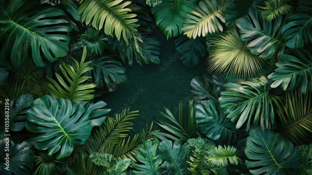 Tropical plant frame from a top view ideal for illustration designs related to travel guidance Tropical plant frame from a top view ideal for illustration designs related to travel guidance