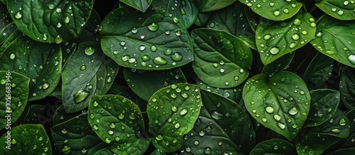 A Closeup Shot Of Waterdrops On Leaves photo