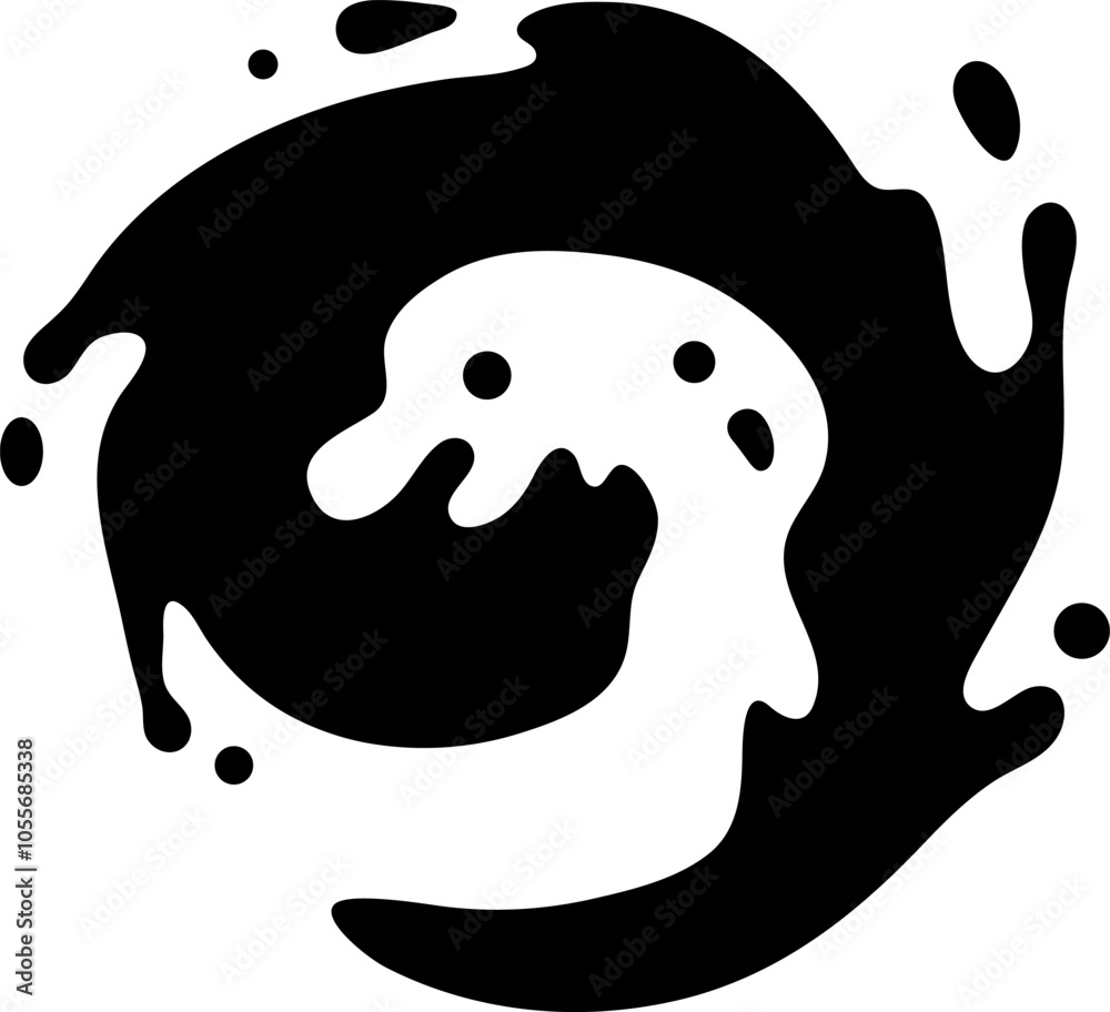 Dynamic black paint swirling in a circle on white background, perfect for creative projects. Dynamic black paint swirling in a circle on white background, perfect for creative projects.