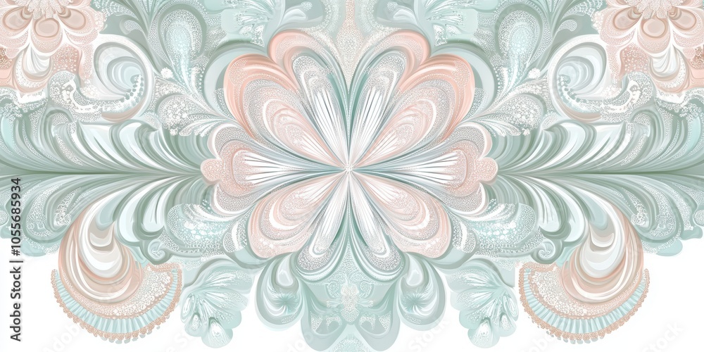 Abstract floral pattern in teal and peach. Abstract floral pattern in teal and peach.
