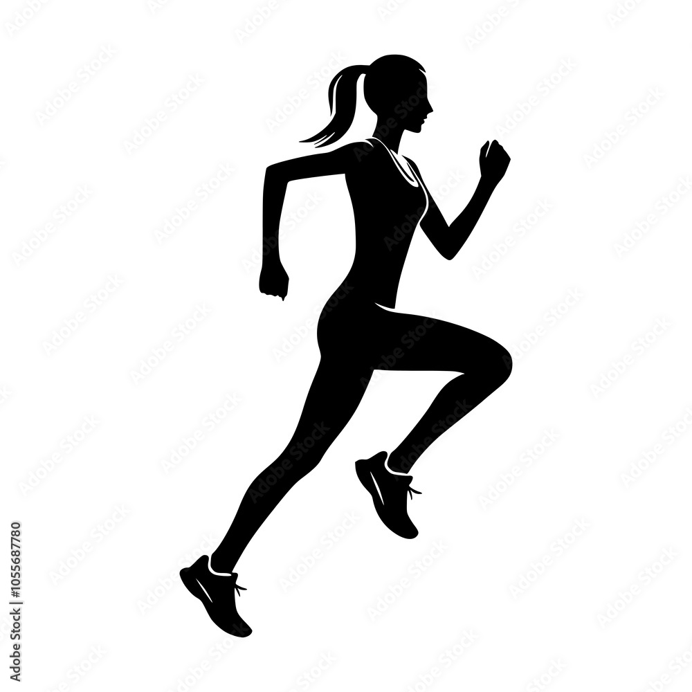Woman running silhouette 