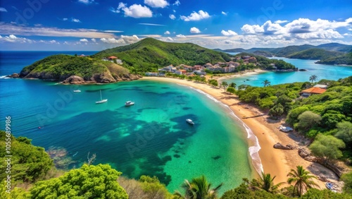 Beautiful landscape of Buzios, Brazil, with crystal clear waters, sandy beaches, and lush greenery