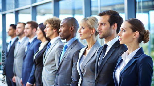 Side View Of Business People Standing In Row