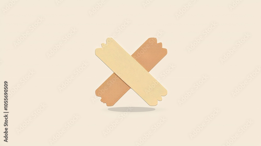 Bandage icon, floating against a flat, symbolizing wound care and medical attention. Bandage icon, floating against a flat, symbolizing wound care and medical attention.
