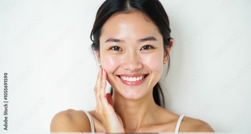 A Singaporean woman with smooth skin and a friendly smile A Singaporean woman with smooth skin and a friendly smile