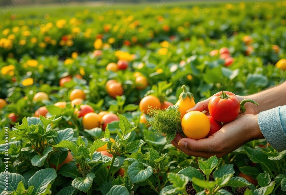 Harvesting fresh tomatoes in a vibrant field Harvesting fresh tomatoes in a vibrant field