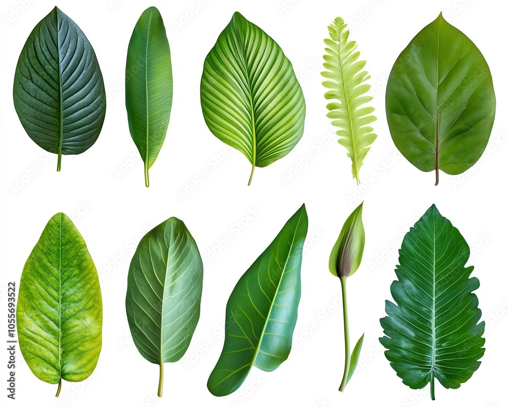 Green Tropical Leaves Collection Isolated on White Background Botanical Elements Nature Design Green Tropical Leaves Collection Isolated on White Background Botanical Elements Nature Design