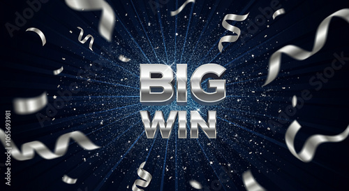 Text big win graphic design with confetti effect and celebratory elements photo