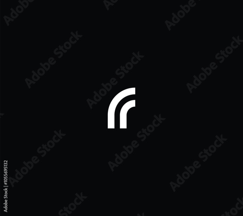 Minimal letter F or FR or RR logo design with black background.  photo
