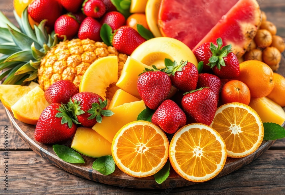 Vibrant fruit platter a delicious medley of freshness Vibrant fruit platter a delicious medley of freshness