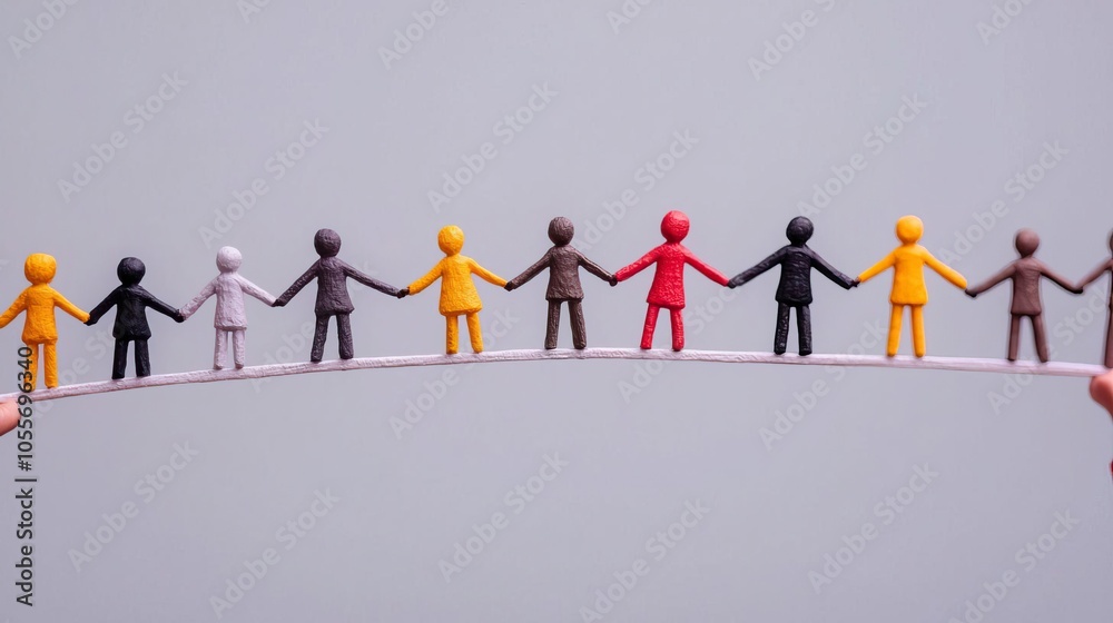 People holding up a framework together, each with a role, symbolizing the structured unity of teamwork