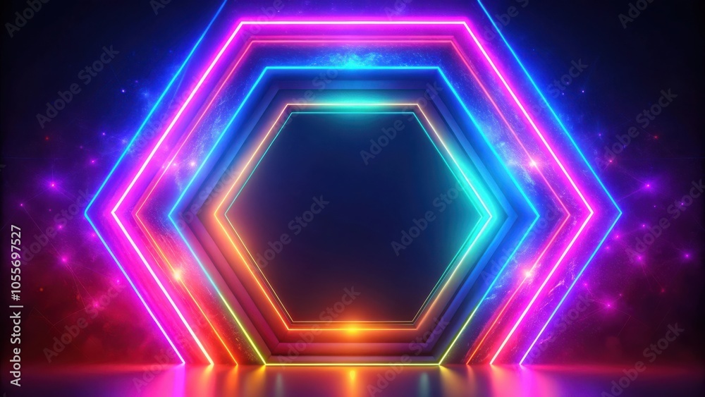 Abstract neon hexagon background with vibrant colors and glowing effects for digital design projects Abstract neon hexagon background with vibrant colors and glowing effects for digital design projects