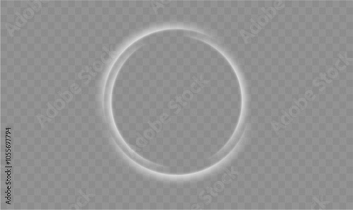 Light circle white swirl. Curved white line light effect. Darkening of the moon. Flash vector semicircle and spark light effect. Podium, radial platform.	