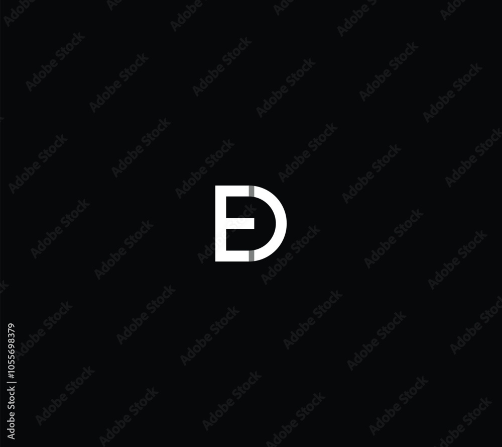 Letter ED or DU monogram with black background. Letter ED or DU monogram with black background.