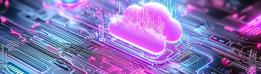 Obraz premium Futuristic Synthwave Graphic for Learning and Innovation