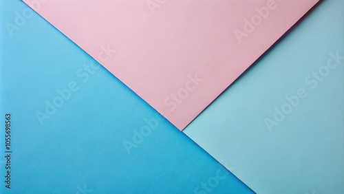 Blue and pink pastel color paper geometric flat lay background with soft hues for design projects and presentations