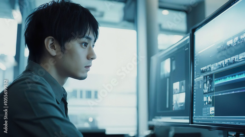 動画編集業務をするアジア人男性01 Free Download 動画編集業務をするアジア人男性01 - GFXLoad