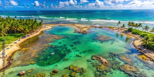 Aerial view of Porto de Galinhas beaches in Pernambuco