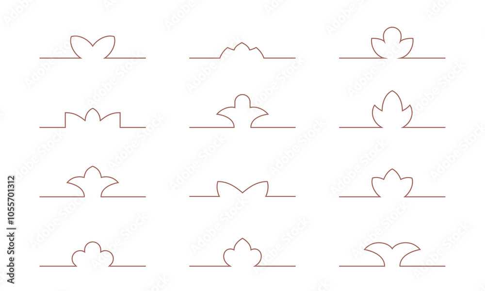 Fototapeta premium Line arabic arch frame border pattern. Simple outline tunisia, saudi, moroccan elements