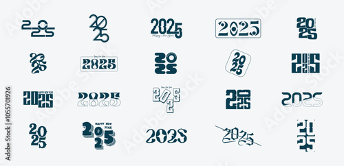 Happy New Year 2025 Vector Typography 