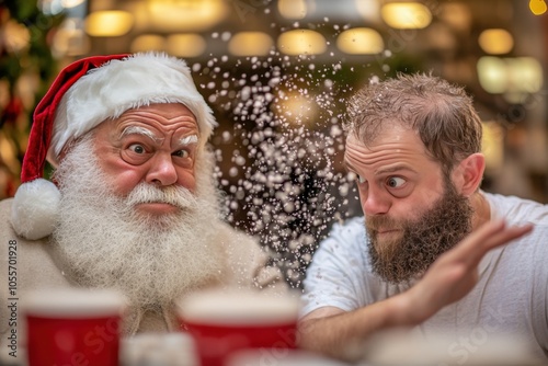 Santa man enjoying magical Christmas moment photo