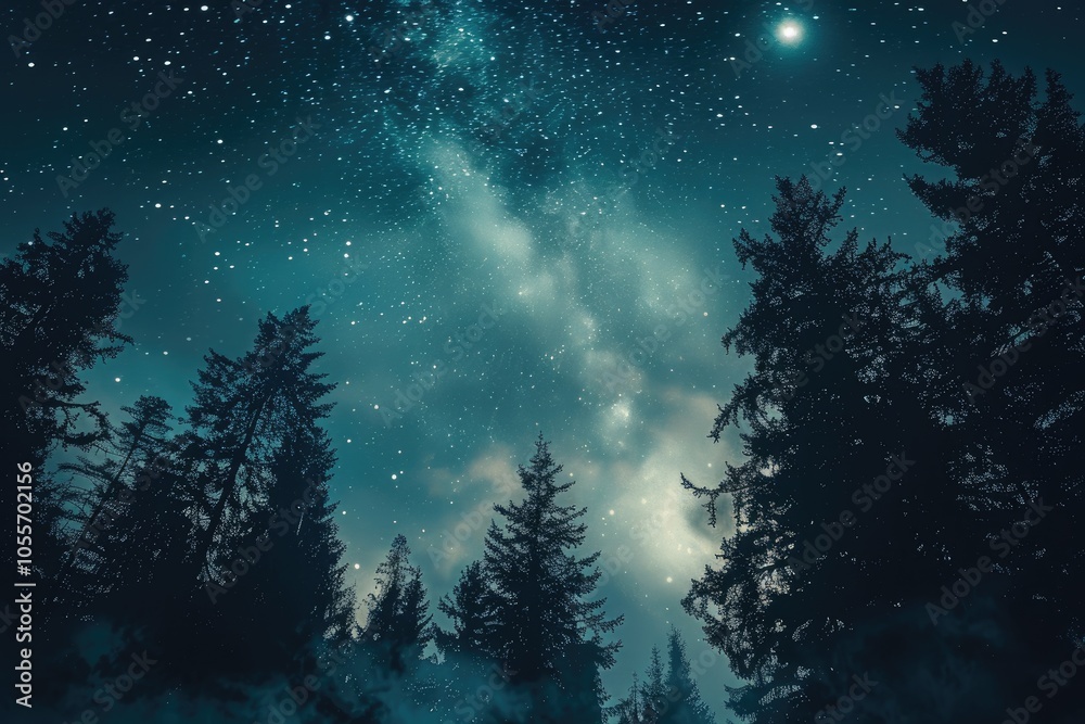 A Silhouetted Forest Under a Starry Sky A Silhouetted Forest Under a Starry Sky