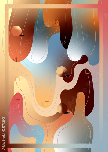 Abstract design with spheres, lines, gradients, and colors. Perfect for background graphics, modern art projects, digital presentations, website visuals.