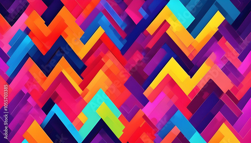 A colorful zigzag patterned square pixel background creates a fun and interesting tech style feel.